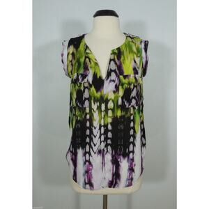 MOSSIMO Blouse M MEDIUM Womens Printed V-Neck